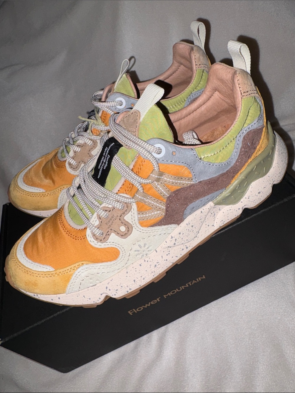 NWT Flower Mountain YAMANO 3 UNI Suede and technical fabric sneakers - Ocher - Picture 13 of 16